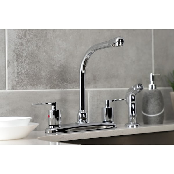 FB751SVLSP Centerset Kitchen Faucet With Plastic Sprayer, Polished Chrome